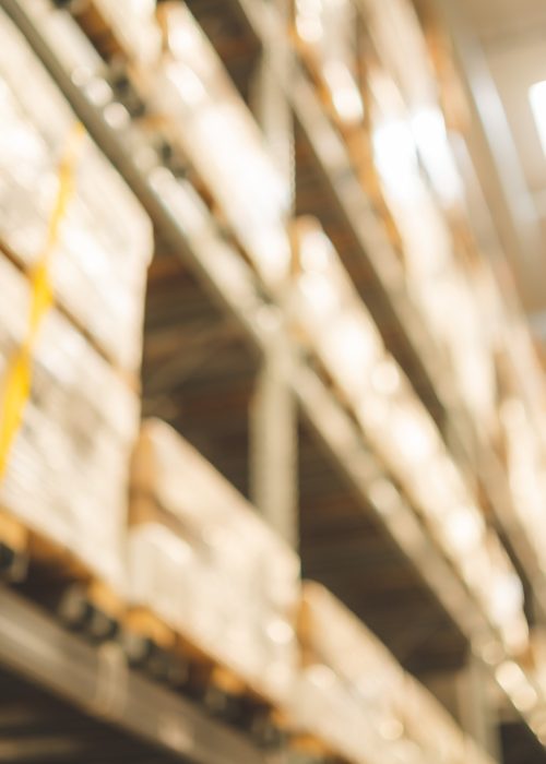 Blurry background of Warehouse inventory product stock for logistic background